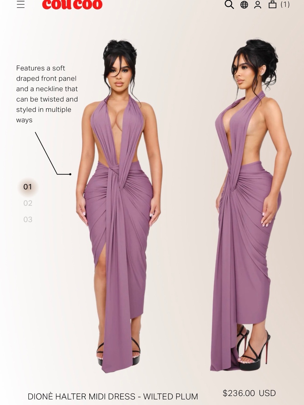 Coucoo Wilted Plum Halter Midi Dress